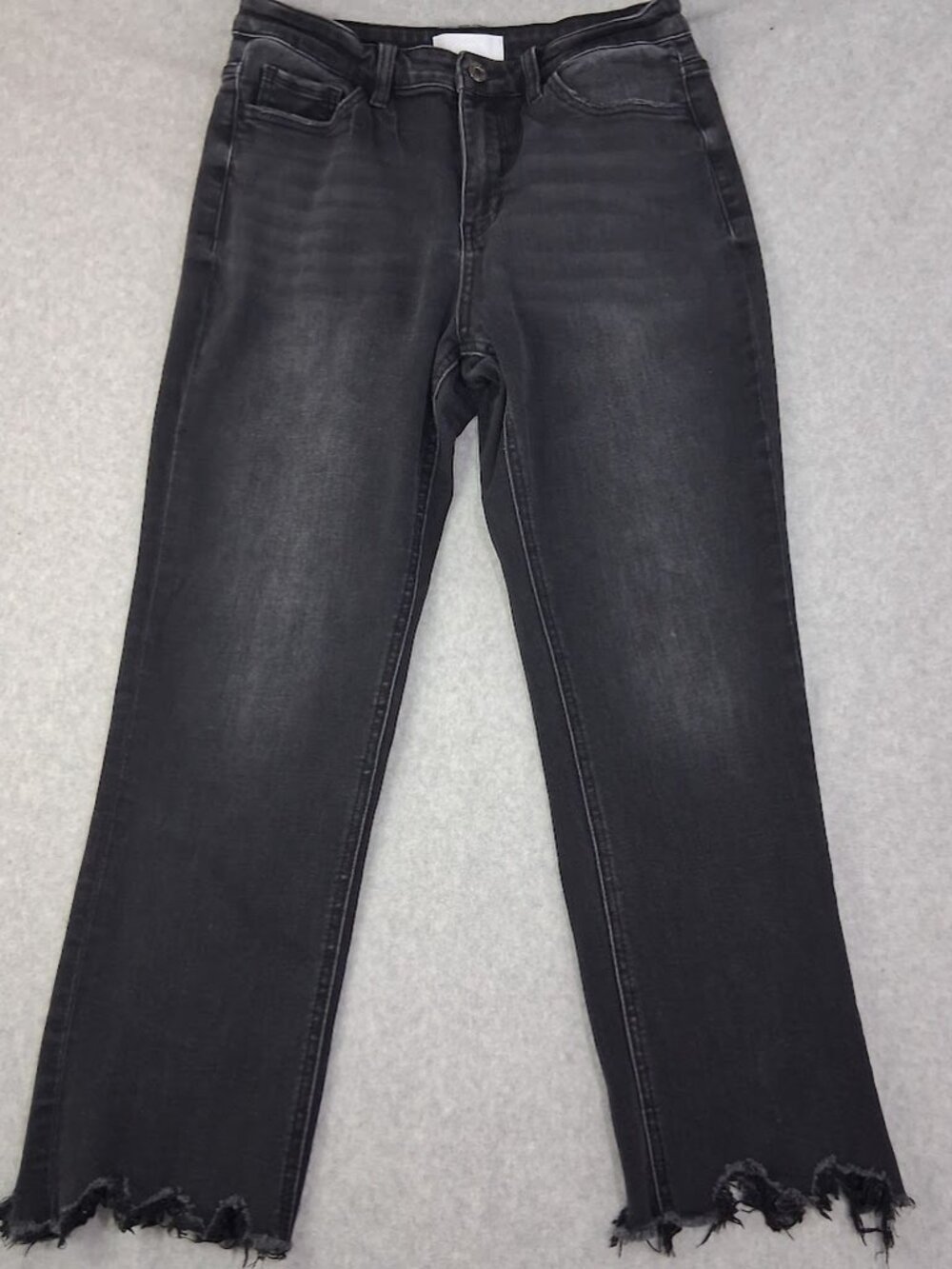 VERVET BLUE Black Straight Jeans Raw Frayed Hem Stretch Denim Women Size 30